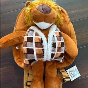 Cozy Lion Plush Backpack for Kids - Orange and White